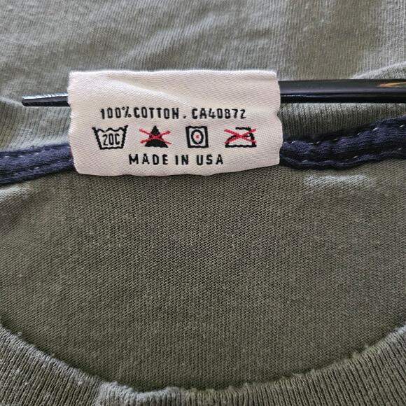 RED CANOE T-Shirt Made in USA Olive Green Short Sleeve Aviation Men's XXL 2XL - Picture 5 of 7